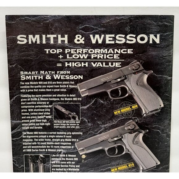 Smith & Wesson 9mm Handguns Vintage Print Ad 1990s Model 909 and 910 Springfield - Picture 4 of 6